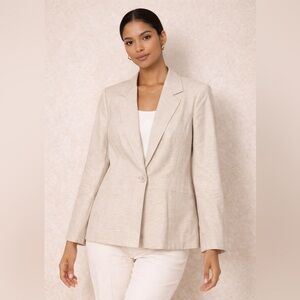 Windsmoor Linen Blend Beige Size 14 Blazer Jacket Minimalist Quiet Luxury Chic